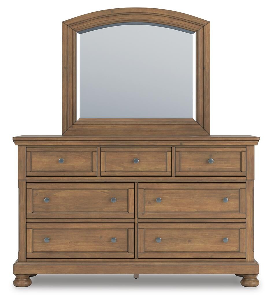 Vandenmore Queen Panel Bed with Mirrored Dresser and Nightstand