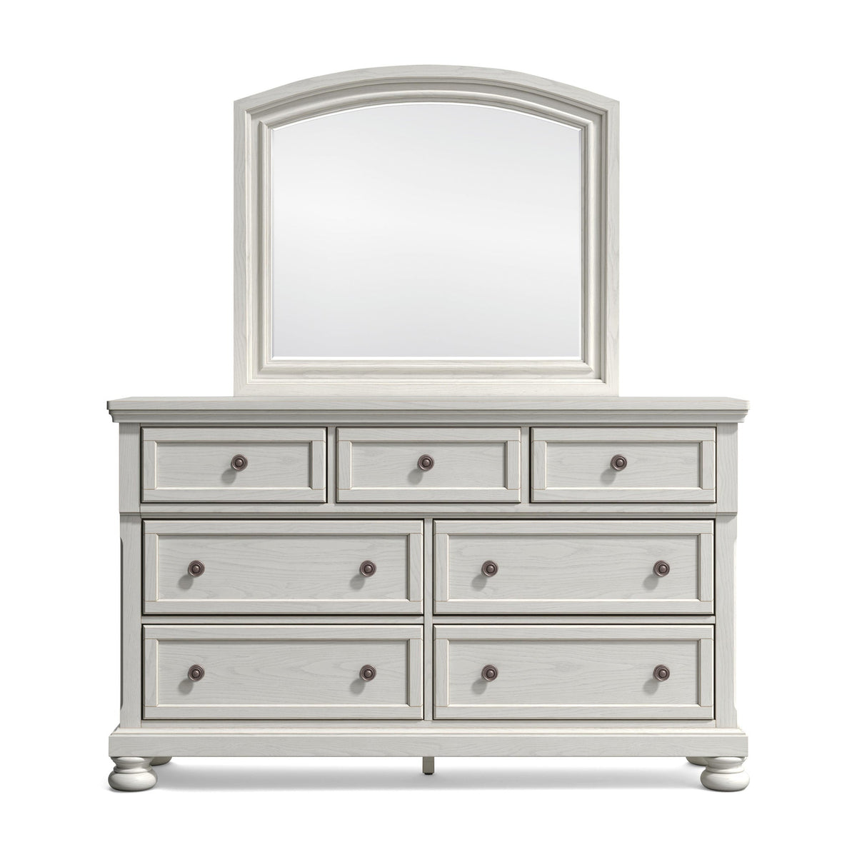Robbinsdale California King Sleigh Bed with Storage with Mirrored Dresser