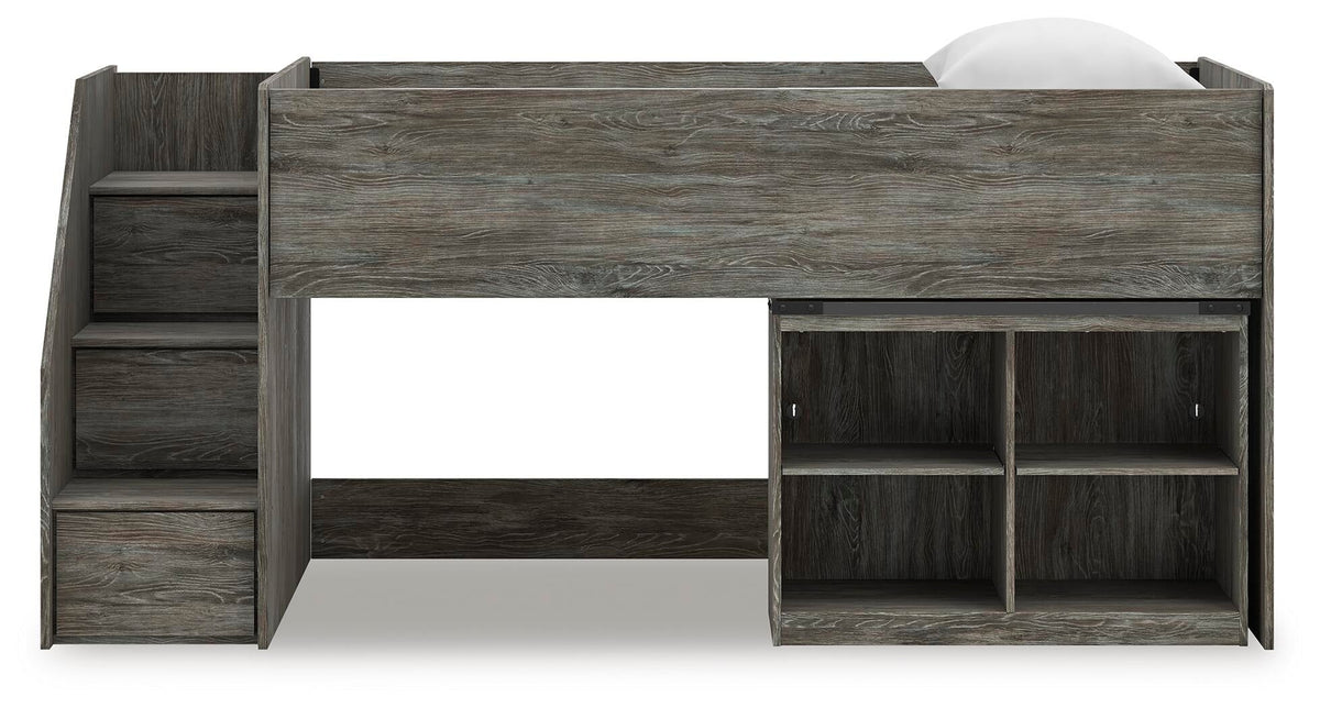 Frandern Twin Loft  Bed with Bookcase Storage